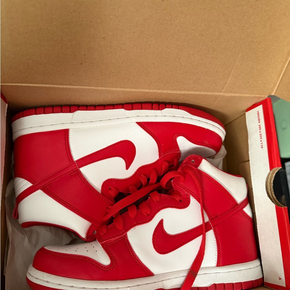 Nike Red and White High-Top Sneakers